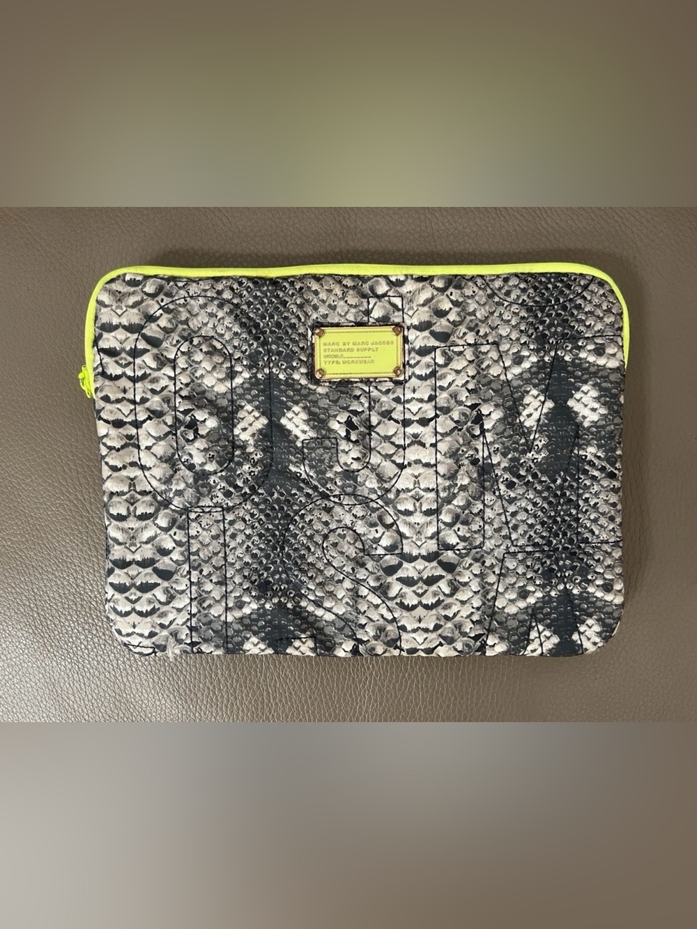 Marc by Marc Jacobs Gray Snake-Print iPad bag